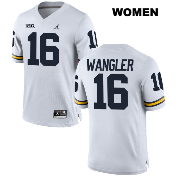 Women's NCAA Michigan Wolverines Jack Wangler #16 White Jordan Brand Authentic Stitched Football College Jersey WY25X30WJ